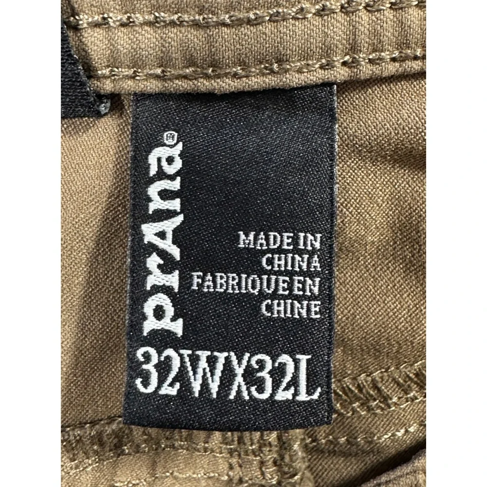 Prana Mens Slim Fit Brion II Stretch Brown Pants 32x32 Meas: 32x31.5